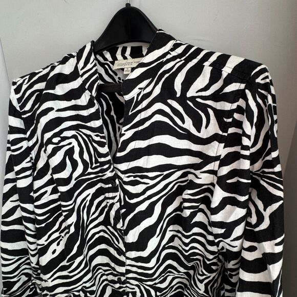 Jones New York Sport Women’s 1X Zebra Print 100% Linen Tunic Blouse 3/4 Sleeve - Picture 3 of 7